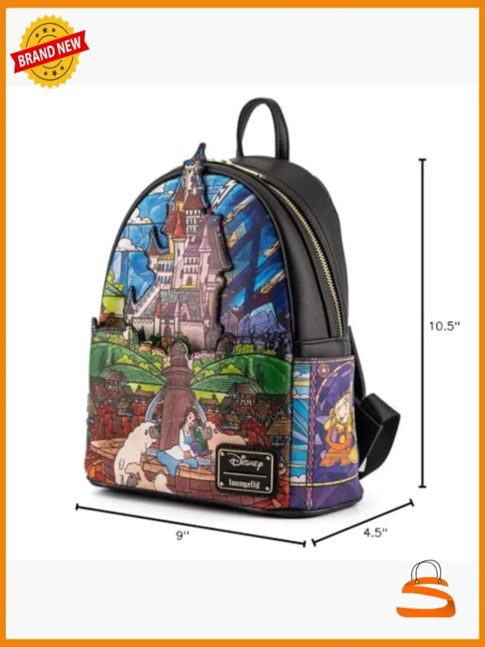 Officially Licensed Disney Beauty and the Beast Belle Castle Mini Backpack Faux